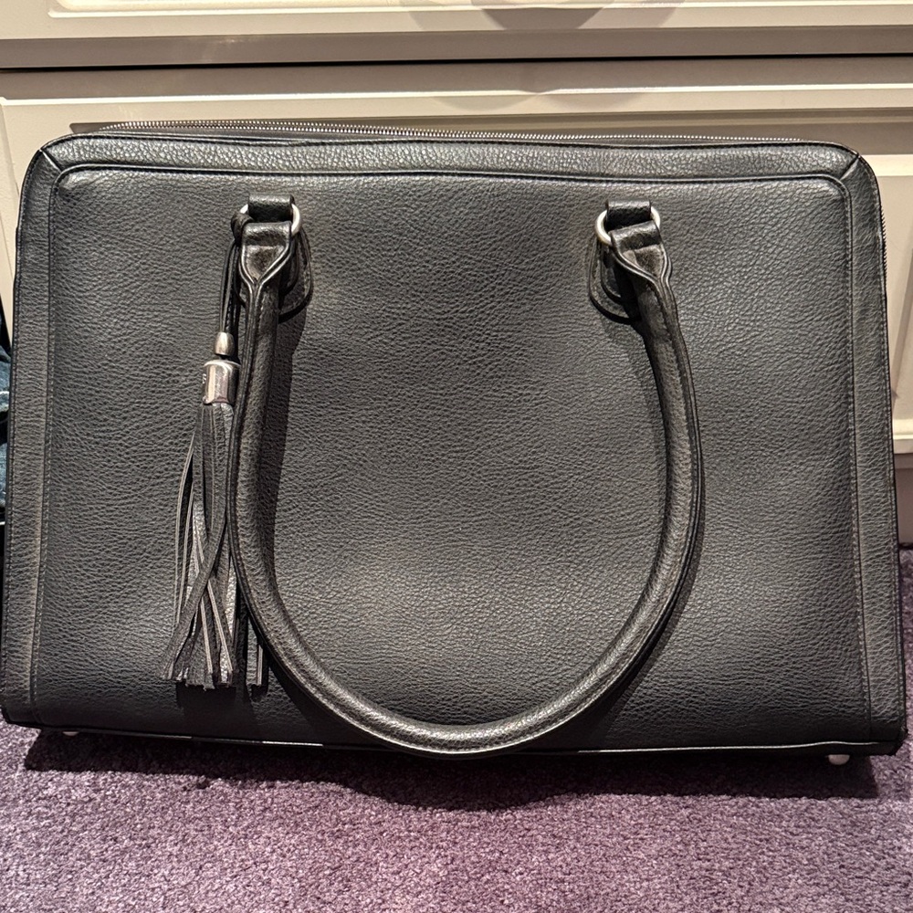 Elegant Black Leather Tote Bag